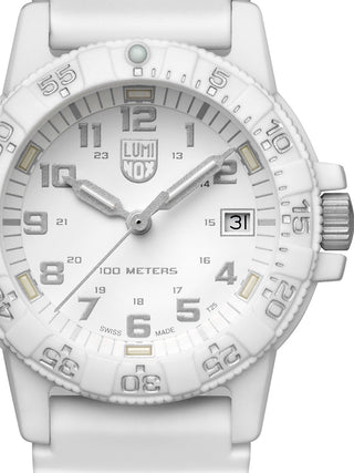 Front view of Luminox XS.0307.WO White Silicone Unisex Watch on white background