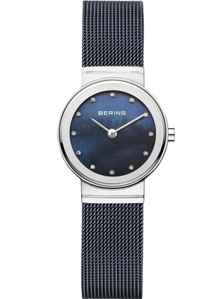 Front view of Bering 10126-307 Blue Stainless Steel Womens Watch on white background