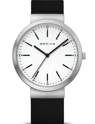 Front view of Bering 10141-404 Black Silicone Womens Watch on white background