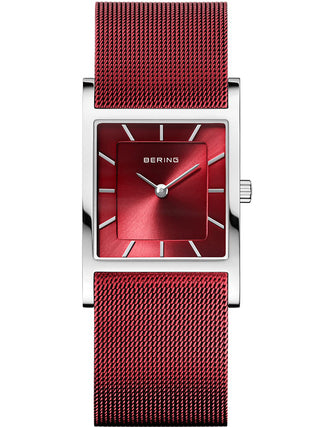 Front view of Bering 10426-303-S Red Dial Stainless Steel Womens Watch on white background