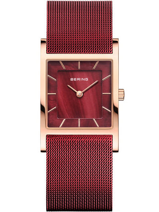 Front view of Bering 10426-363-S Red Dial Stainless Steel Womens Watch on white background