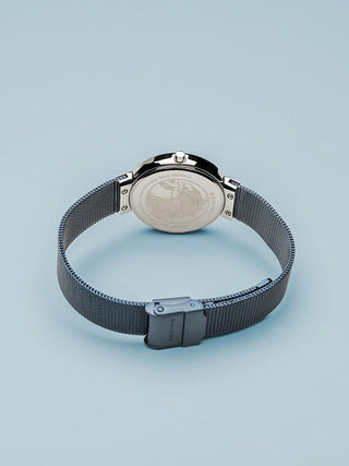 Angle shot of Bering 10X31-ANNIVERSARY2 Blue Stainless Steel Womens Watch on white background