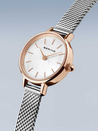 Angle shot of Bering 11022-064 Silver Stainless Steel Womens Watch on white background
