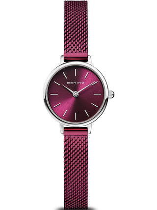 Front view of Bering 11022-909 Purple Stainless Steel Womens Watch on white background