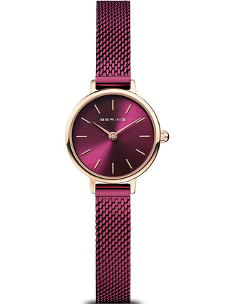 Front view of Bering 11022-969 Purple Stainless Steel Womens Watch on white background