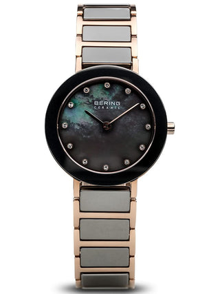 Angle shot of Bering 11429-769 Blue Dial Grey Stainless Steel Womens Watch on white background