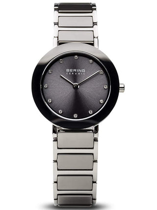 Angle shot of Bering 11429-783 Grey Stainless Steel Womens Watch on white background