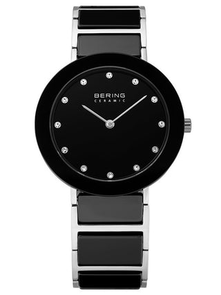 Front view of Bering 11435-749 Black Stainless Steel Womens Watch on white background