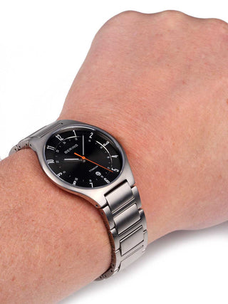 Angle shot of Bering 11739-772 Black Dial Grey Titanium Unisex Watch on white background