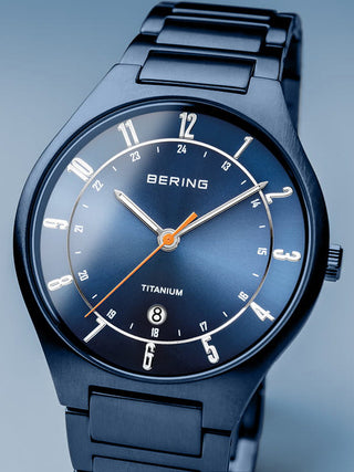 Angle shot of Bering 11739-797 Blue Titanium Unisex Watch on white background