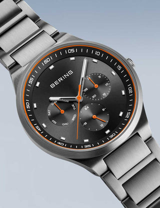 Angle shot of Bering 11740-009 Grey Dial Silver Stainless Steel Unisex Watch on white background