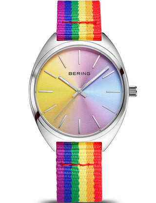 Angle shot of Bering 127220-36-009 Silver Stainless Steel Womens Watch on white background