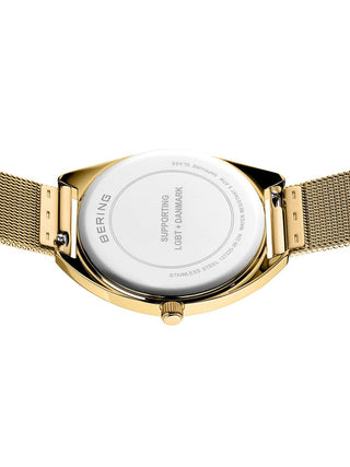 Angle shot of Bering 127220-36-334 White Dial Gold Stainless Steel Womens Watch on white background