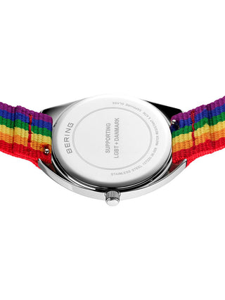 Angle shot of Bering 127220-36-334 White Dial Gold Stainless Steel Womens Watch on white background