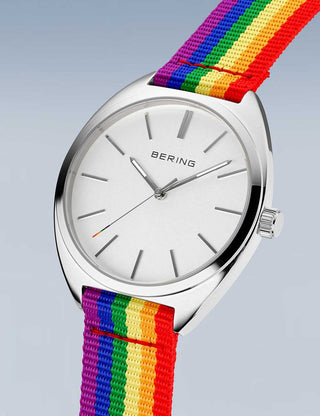 Angle shot of Bering 127220-40-000 Silver Stainless Steel Unisex Watch on white background