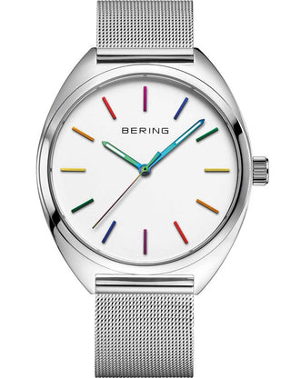 Angle shot of Bering 127220-40-004 Silver Stainless Steel Unisex Watch on white background