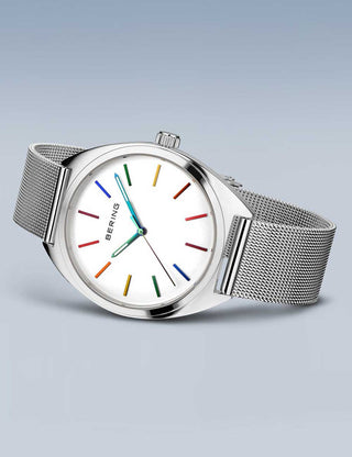 Angle shot of Bering 127220-40-004 Silver Stainless Steel Unisex Watch on white background