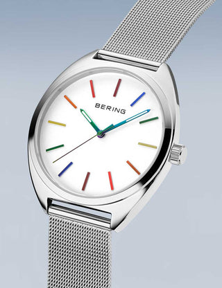 Angle shot of Bering 127220-40-004 Silver Stainless Steel Unisex Watch on white background