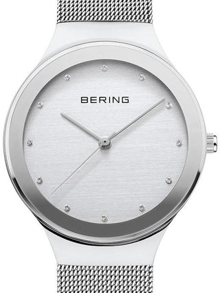 Front view of Bering 12934-000 Silver Stainless Steel Womens Watch on white background