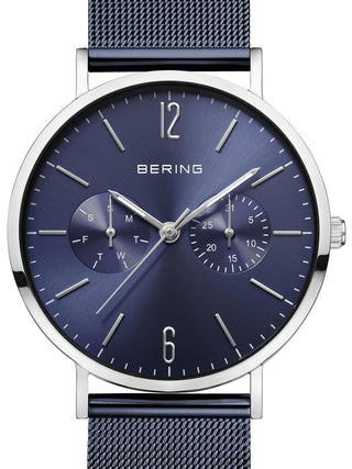 Front view of Bering 14236-303 Blue Stainless Steel Womens Watch on white background