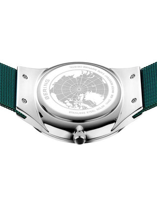 Angle shot of Bering 14442-808 Green Stainless Steel Unisex Watch on white background