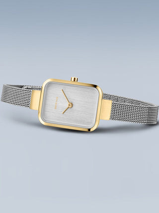 Angle shot of Bering 14520-010 White Dial Silver Stainless Steel Womens Watch on white background