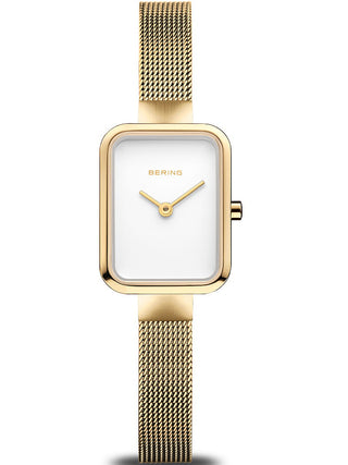 Front view of Bering 14520-334 White Dial Gold Stainless Steel Womens Watch on white background