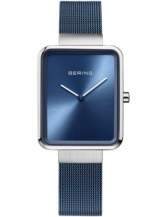 Front view of Bering 14528-307 Blue Stainless Steel Womens Watch on white background