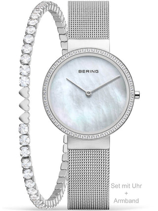 Front view of Bering 14531-004-GWP190 Mother Of Pearl Dial Silver Stainless Steel Womens Watch on white background