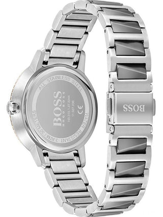 Angle shot of Hugo Boss 1502569 Grey Stainless Steel Womens Watch on white background