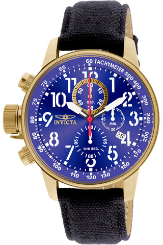 Front view of Invicta I-Force Chronograph INV1516 Blue Dial Black Fabric Mens Watch on white background