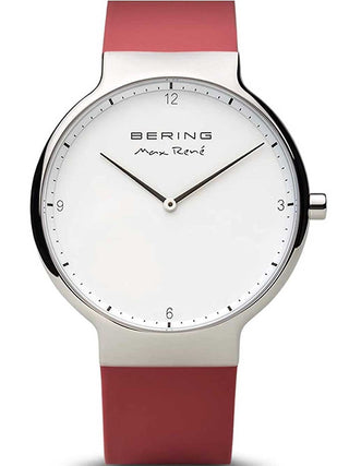 Front view of Bering 15540-500 White Dial Silicone Unisex Watch on white background