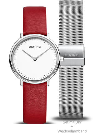 Front view of Bering 15729-604 White Dial Silver Stainless Steel Womens Watch on white background