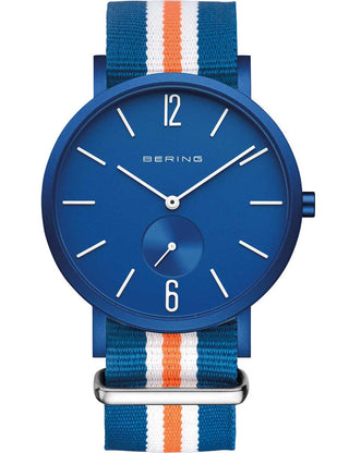 Front view of Bering 16940-8799 Blue Textile Unisex Watch on white background