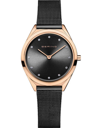 Front view of Bering 17031-162 Black Stainless Steel Womens Watch on white background