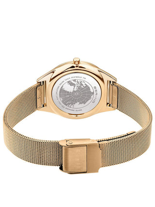 Angle shot of Bering 17031-333 Gold Stainless Steel Womens Watch on white background