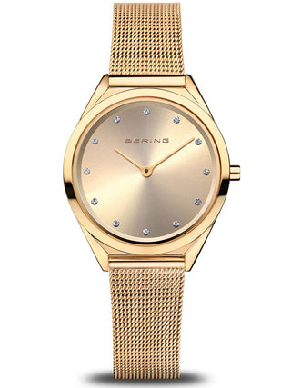 Front view of Bering 17031-333 Gold Stainless Steel Womens Watch on white background