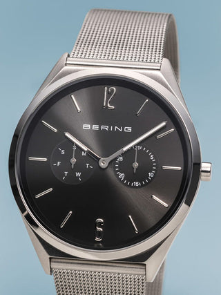 Angle shot of Bering 17140-002 Black Dial Silver Stainless Steel Unisex Watch on white background