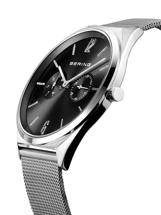 Angle shot of Bering 17140-002 Black Dial Silver Stainless Steel Unisex Watch on white background