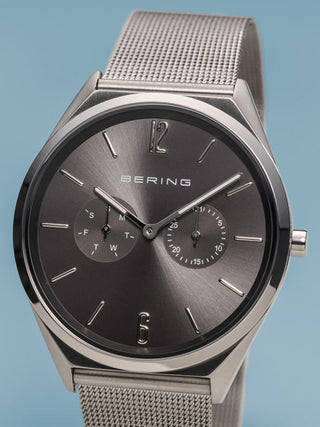 Angle shot of Bering 17140-009 Grey Dial Silver Stainless Steel Unisex Watch on white background