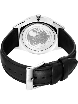 Angle shot of Bering 17140-402 Black Leather Unisex Watch on white background