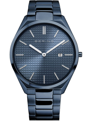 Front view of Bering 17240-797 Blue Stainless Steel Unisex Watch on white background