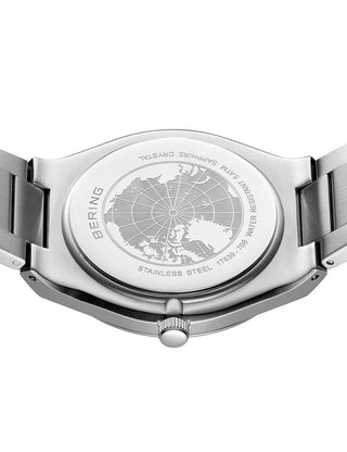 Angle shot of Bering 17639-708 Green Dial Silver Stainless Steel Unisex Watch on white background