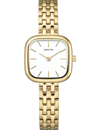 Front view of Bering 17926-734 White Dial Gold Stainless Steel Womens Watch on white background