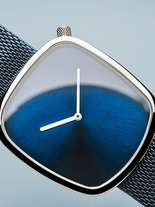 Angle shot of Bering 18040-307 Blue Stainless Steel Unisex Watch on white background