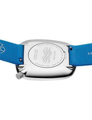 Angle shot of Bering 18040-308 Blue Textile Unisex Watch on white background