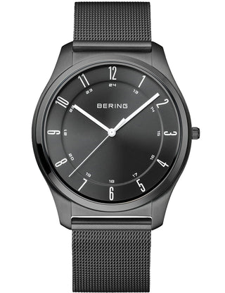Front view of Bering 18340-222 Black Stainless Steel Unisex Watch on white background