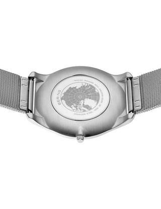 Angle shot of Bering 18340-307 Blue Dial Silver Stainless Steel Unisex Watch on white background