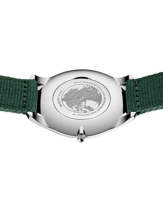 Angle shot of Bering 18342-508 Green Textile Unisex Watch on white background