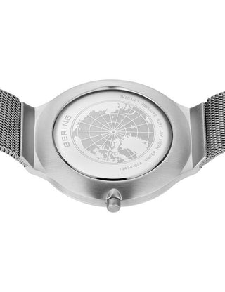 Angle shot of Bering 18434-004 White Dial Silver Stainless Steel Womens Watch on white background